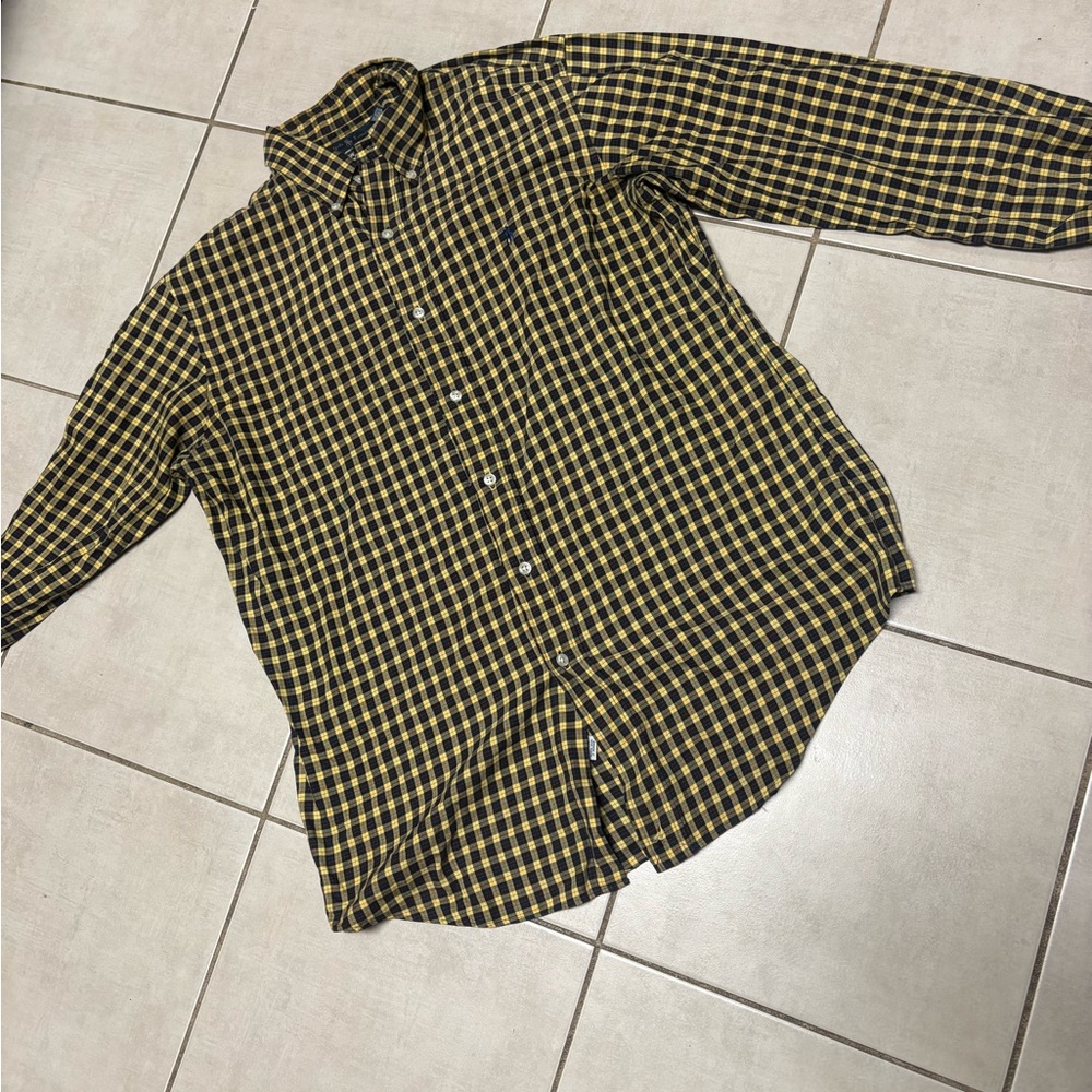 Ralph Lauren Black and Yellow Casual Button Down Shirt